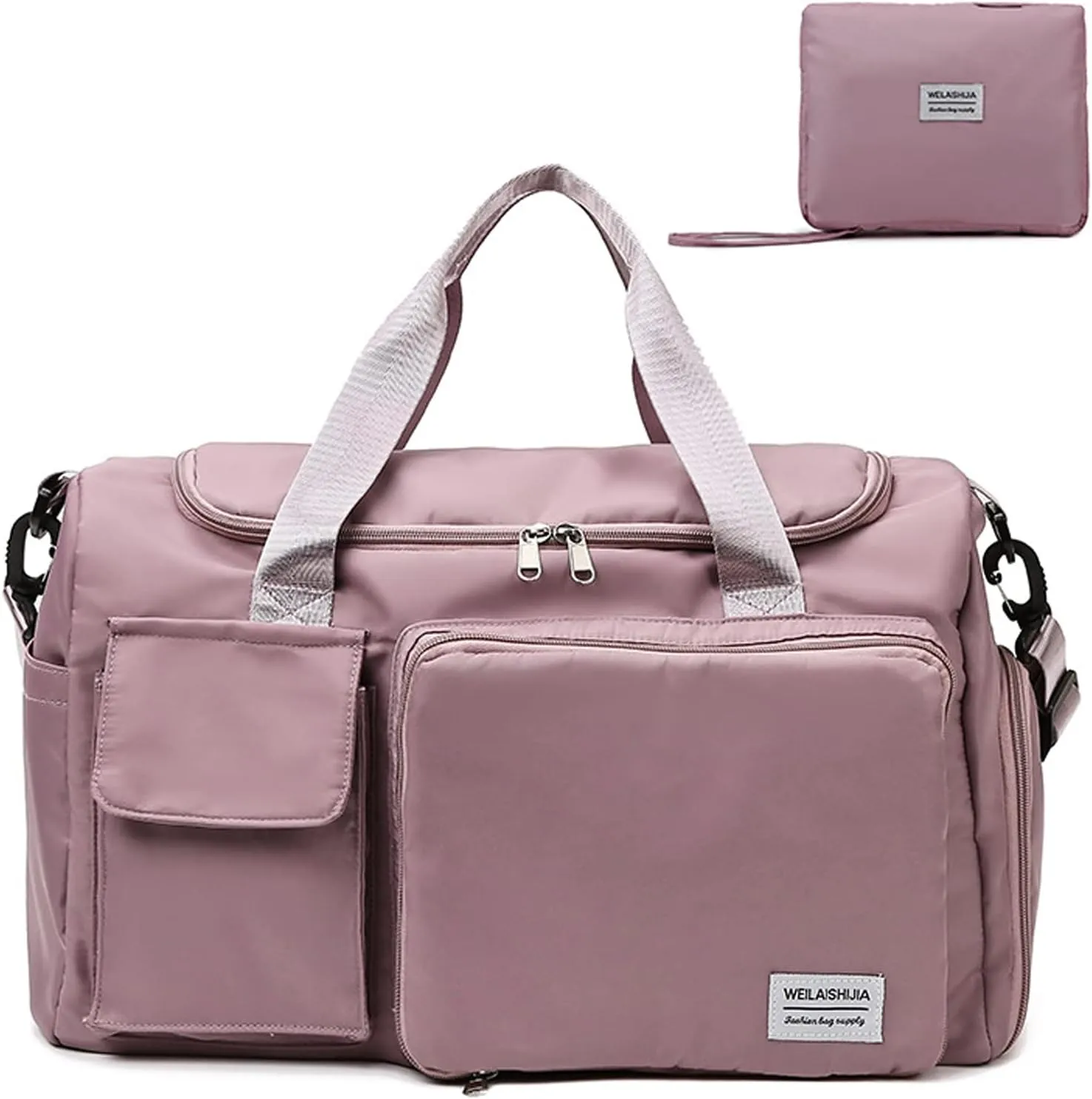 Travel Bag, Large Capacity Folding Travel Bag, Sports Gym Bag with Wet Pocket & Shoes Compartment, Foldable Travel Duffel Bag, Weekender Overnight Bag for Women and Man