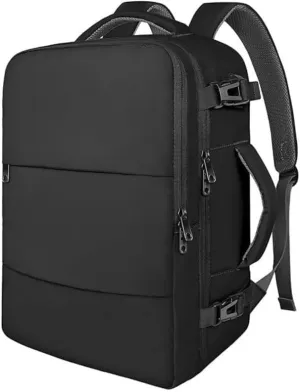 Travel bag with USB charging port, capacity 15.6 inches, Versatile Women's and Men's Travel Backpack (black)