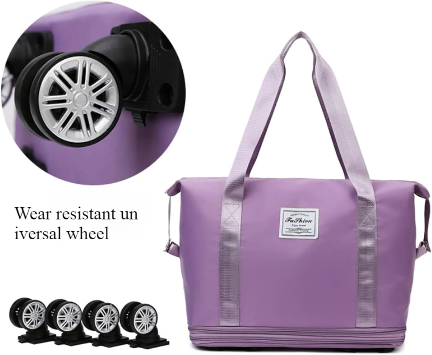 Travel Bag with Wheels, 2025 New Large Capacity Travel Bag - Universal Wheel Removable (Dark blue)