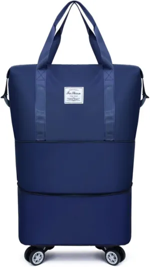 Travel Bag with Wheels, 2025 New Large Capacity Travel Bag - Universal Wheel Removable (Dark blue)