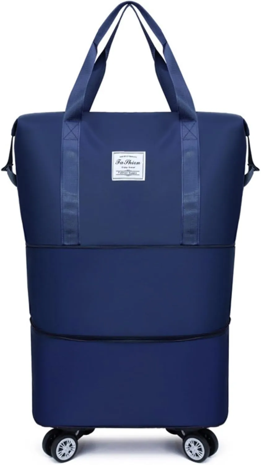 Travel Bag with Wheels, 2025 New Large Capacity Travel Bag - Universal Wheel Removable (Dark blue)