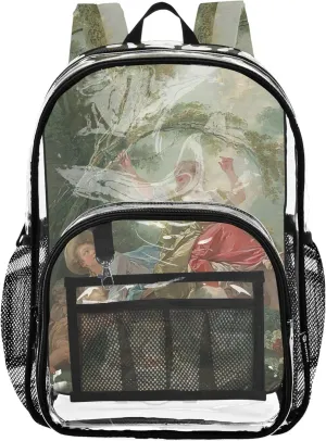 Travel Clear Bags for Women Girls Backpack Kids Boys Approved Transparent Bag Fragonard Swing Painting