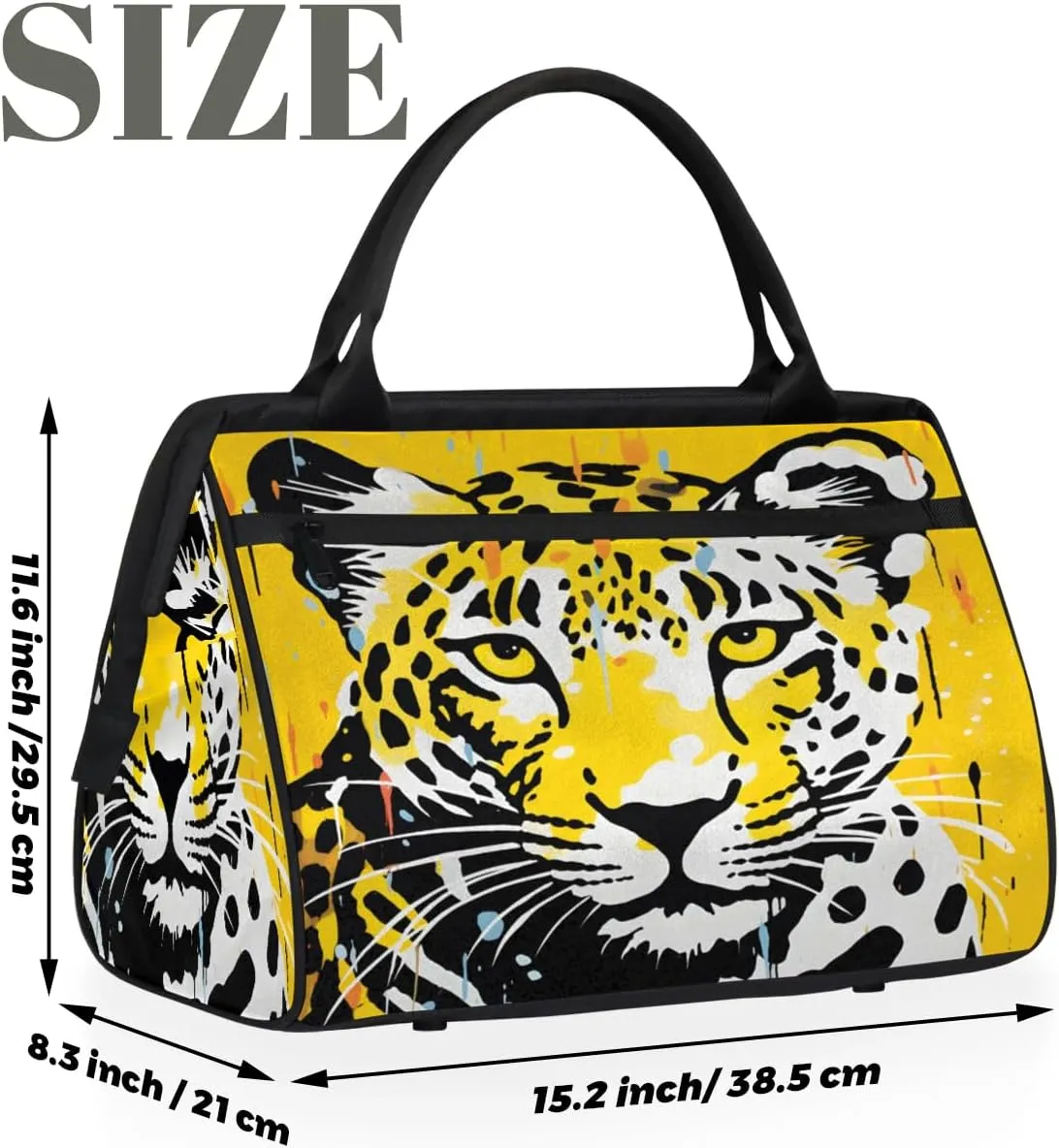 Travel Duffel Bag for Women, Abstract Animal Leopard Weekender Overnight Bag Carry on Beach Swim Bags Dance Bag Airlines Approved Personal Item Travel Bag for Yoga, Sports, Hospital