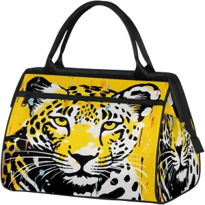 Travel Duffel Bag for Women, Abstract Animal Leopard Weekender Overnight Bag Carry on Beach Swim Bags Dance Bag Airlines Approved Personal Item Travel Bag for Yoga, Sports, Hospital