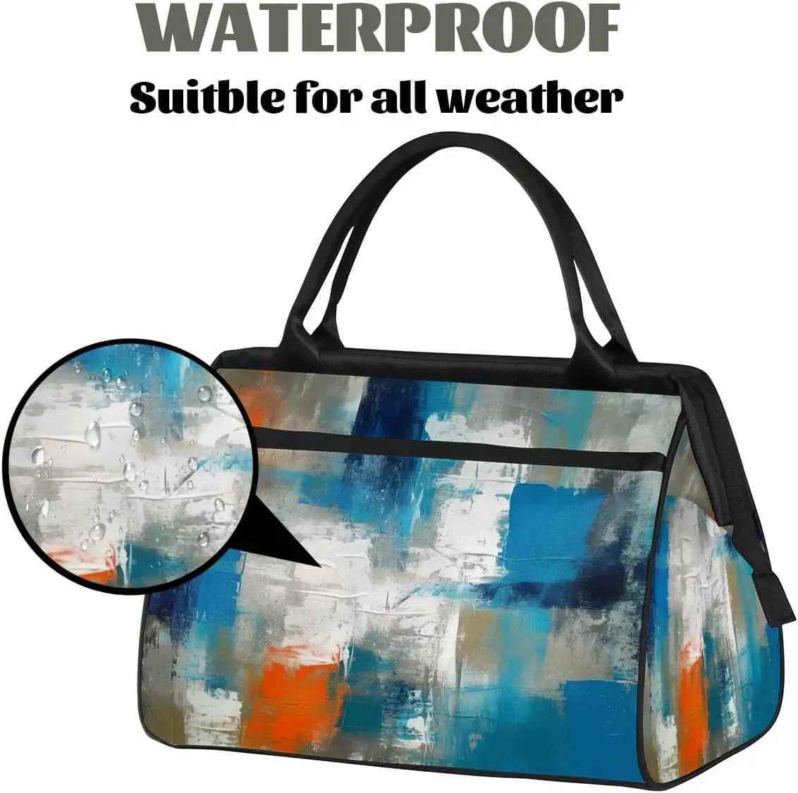 Travel Duffel Bag for Women, Abstract Blue Oil Weekender Overnight Bag Carry on Beach Swim Bags Dance Bag Airlines Approved Personal Item Travel Bag for Yoga, Sports, Hospital