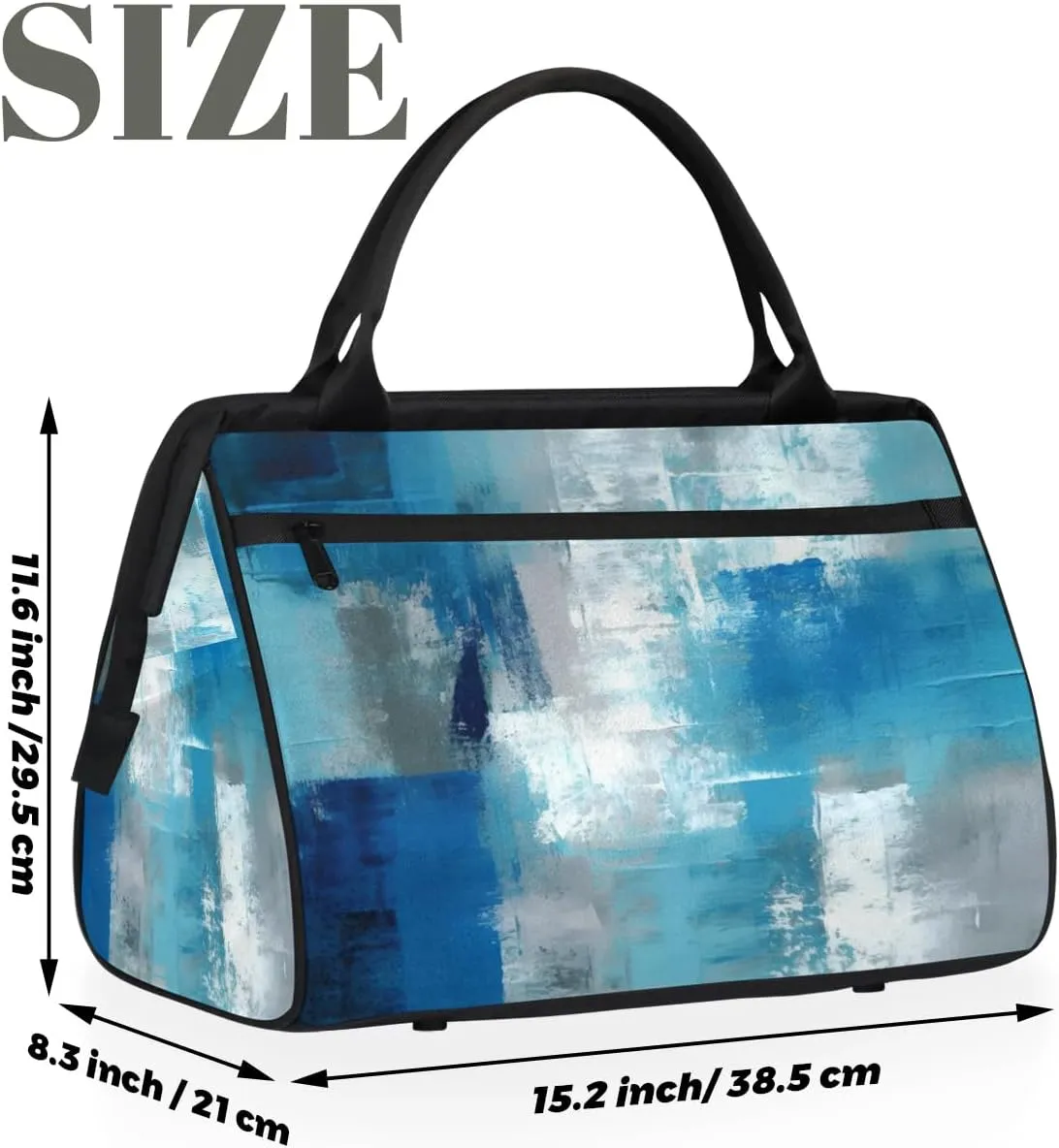 Travel Duffel Bag for Women, Abstract Blue Prints Weekender Overnight Bag Carry on Beach Swim Bags Dance Bag Airlines Approved Personal Item Travel Bag for Yoga, Sports, Hospital