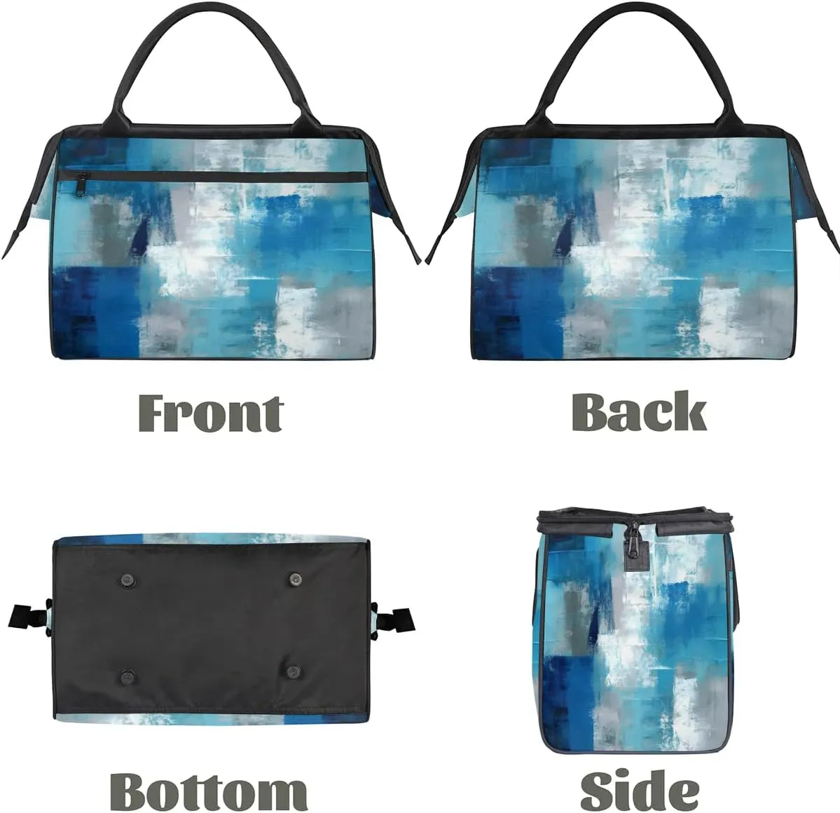 Travel Duffel Bag for Women, Abstract Blue Prints Weekender Overnight Bag Carry on Beach Swim Bags Dance Bag Airlines Approved Personal Item Travel Bag for Yoga, Sports, Hospital