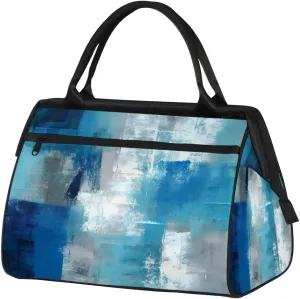 Travel Duffel Bag for Women, Abstract Blue Prints Weekender Overnight Bag Carry on Beach Swim Bags Dance Bag Airlines Approved Personal Item Travel Bag for Yoga, Sports, Hospital