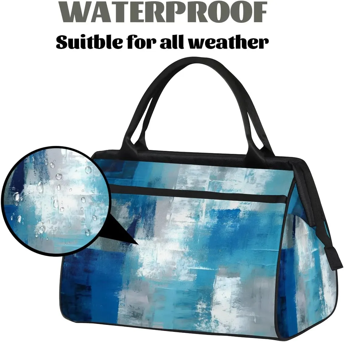 Travel Duffel Bag for Women, Abstract Blue Prints Weekender Overnight Bag Carry on Beach Swim Bags Dance Bag Airlines Approved Personal Item Travel Bag for Yoga, Sports, Hospital