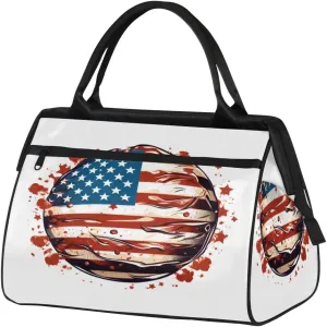 Travel Duffel Bag for Women, American Flag Weekender Overnight Bag Carry on Beach Swim Bags Dance Bag Airlines Approved Personal Item Travel Bag for Yoga, Sports, Hospital