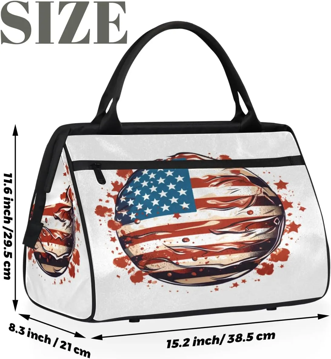 Travel Duffel Bag for Women, American Flag Weekender Overnight Bag Carry on Beach Swim Bags Dance Bag Airlines Approved Personal Item Travel Bag for Yoga, Sports, Hospital