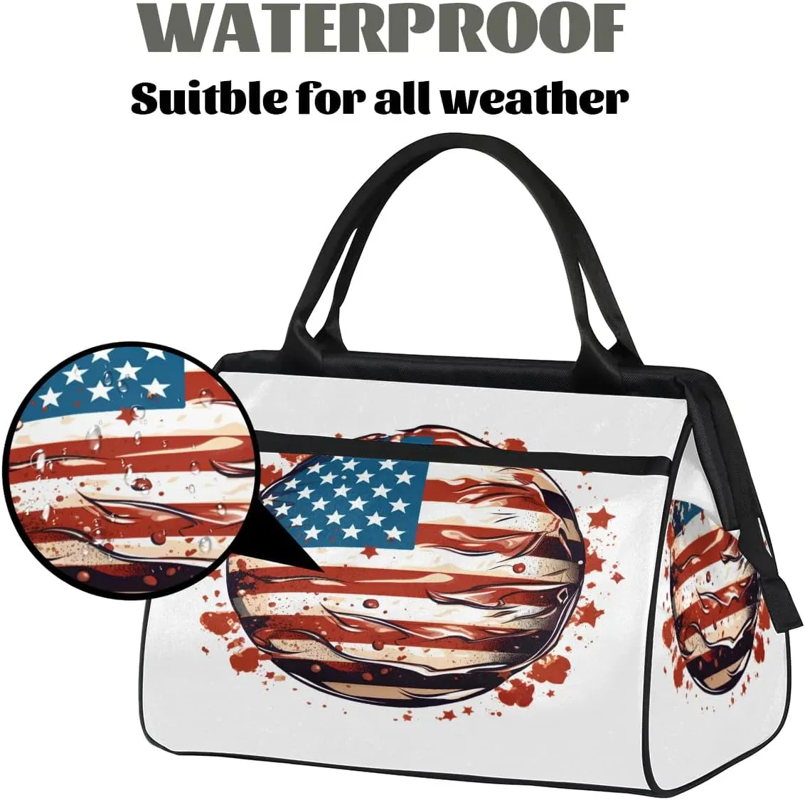 Travel Duffel Bag for Women, American Flag Weekender Overnight Bag Carry on Beach Swim Bags Dance Bag Airlines Approved Personal Item Travel Bag for Yoga, Sports, Hospital