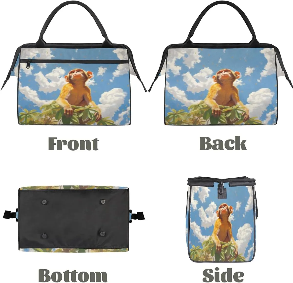 Travel Duffel Bag for Women, Animal Monkey Weekender Overnight Bag Carry on Beach Swim Bags Dance Bag Airlines Approved Personal Item Travel Bag for Yoga, Sports, Hospital