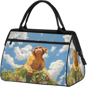 Travel Duffel Bag for Women, Animal Monkey Weekender Overnight Bag Carry on Beach Swim Bags Dance Bag Airlines Approved Personal Item Travel Bag for Yoga, Sports, Hospital