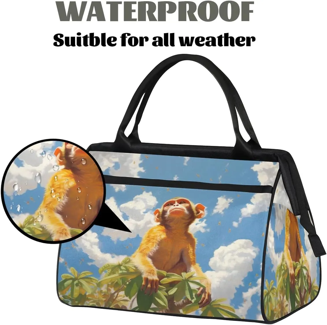 Travel Duffel Bag for Women, Animal Monkey Weekender Overnight Bag Carry on Beach Swim Bags Dance Bag Airlines Approved Personal Item Travel Bag for Yoga, Sports, Hospital
