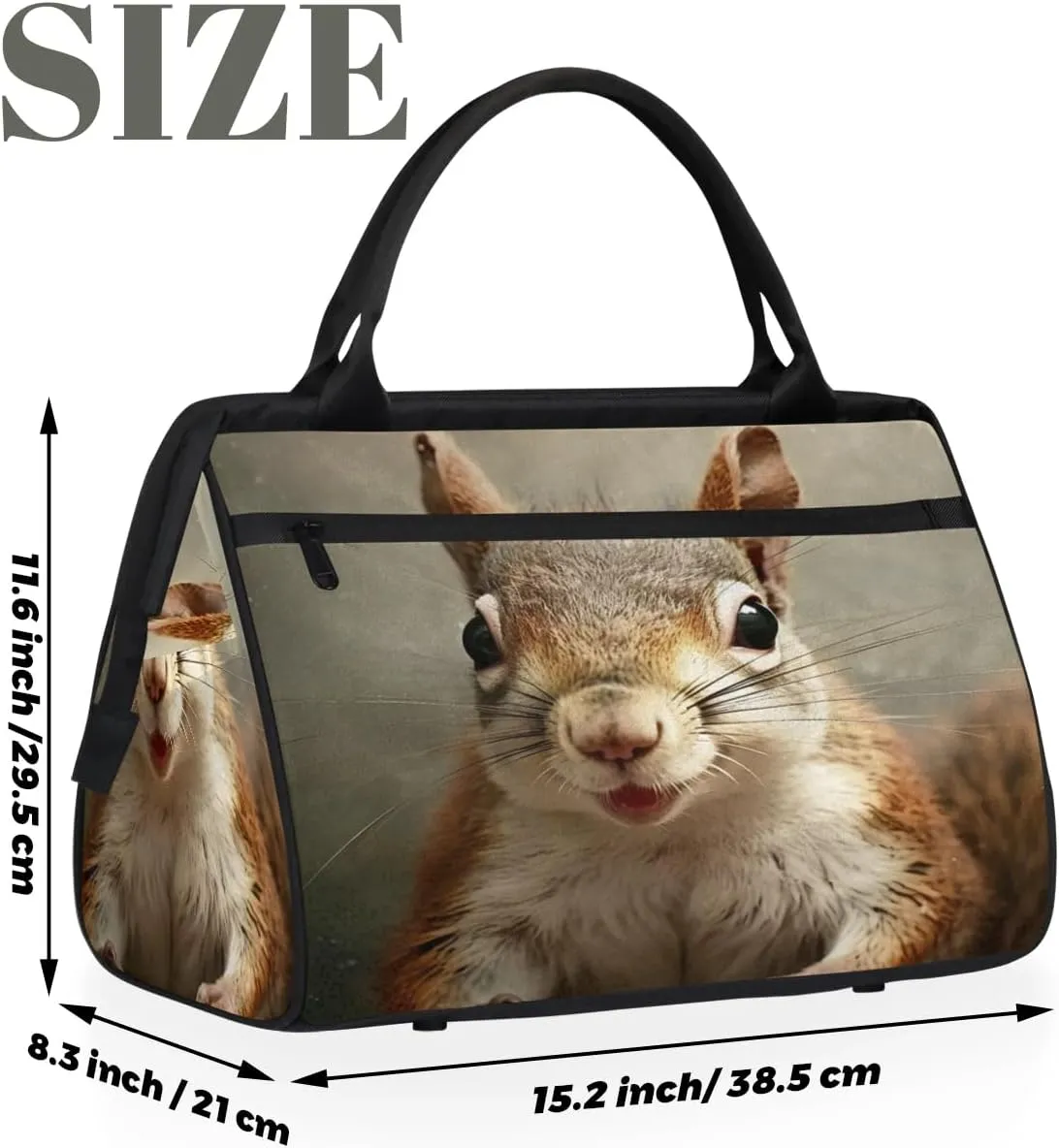 Travel Duffel Bag for Women, Animals Squirrel Weekender Overnight Bag Carry on Beach Swim Bags Dance Bag Airlines Approved Personal Item Travel Bag for Yoga, Sports, Hospital