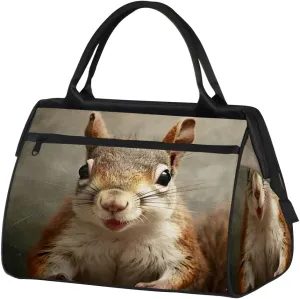 Travel Duffel Bag for Women, Animals Squirrel Weekender Overnight Bag Carry on Beach Swim Bags Dance Bag Airlines Approved Personal Item Travel Bag for Yoga, Sports, Hospital