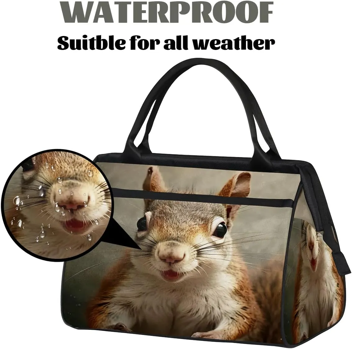 Travel Duffel Bag for Women, Animals Squirrel Weekender Overnight Bag Carry on Beach Swim Bags Dance Bag Airlines Approved Personal Item Travel Bag for Yoga, Sports, Hospital