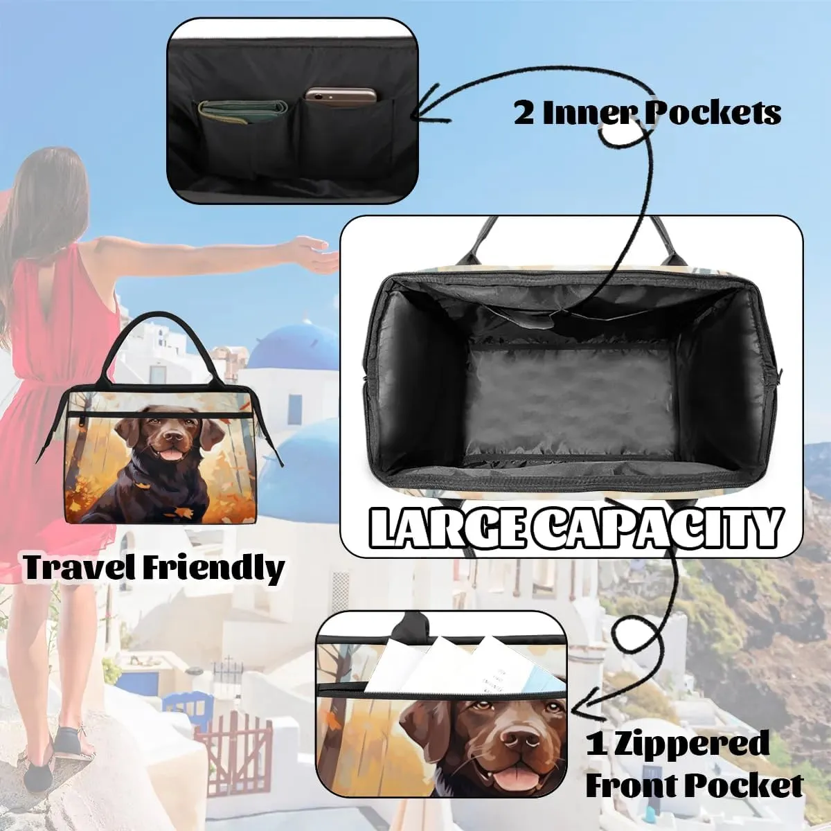 Travel Duffel Bag for Women, Autumn Dog Cute Weekender Overnight Bag Carry on Beach Swim Bags Dance Bag Airlines Approved Personal Item Travel Bag for Yoga, Sports, Hospital
