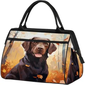 Travel Duffel Bag for Women, Autumn Dog Cute Weekender Overnight Bag Carry on Beach Swim Bags Dance Bag Airlines Approved Personal Item Travel Bag for Yoga, Sports, Hospital