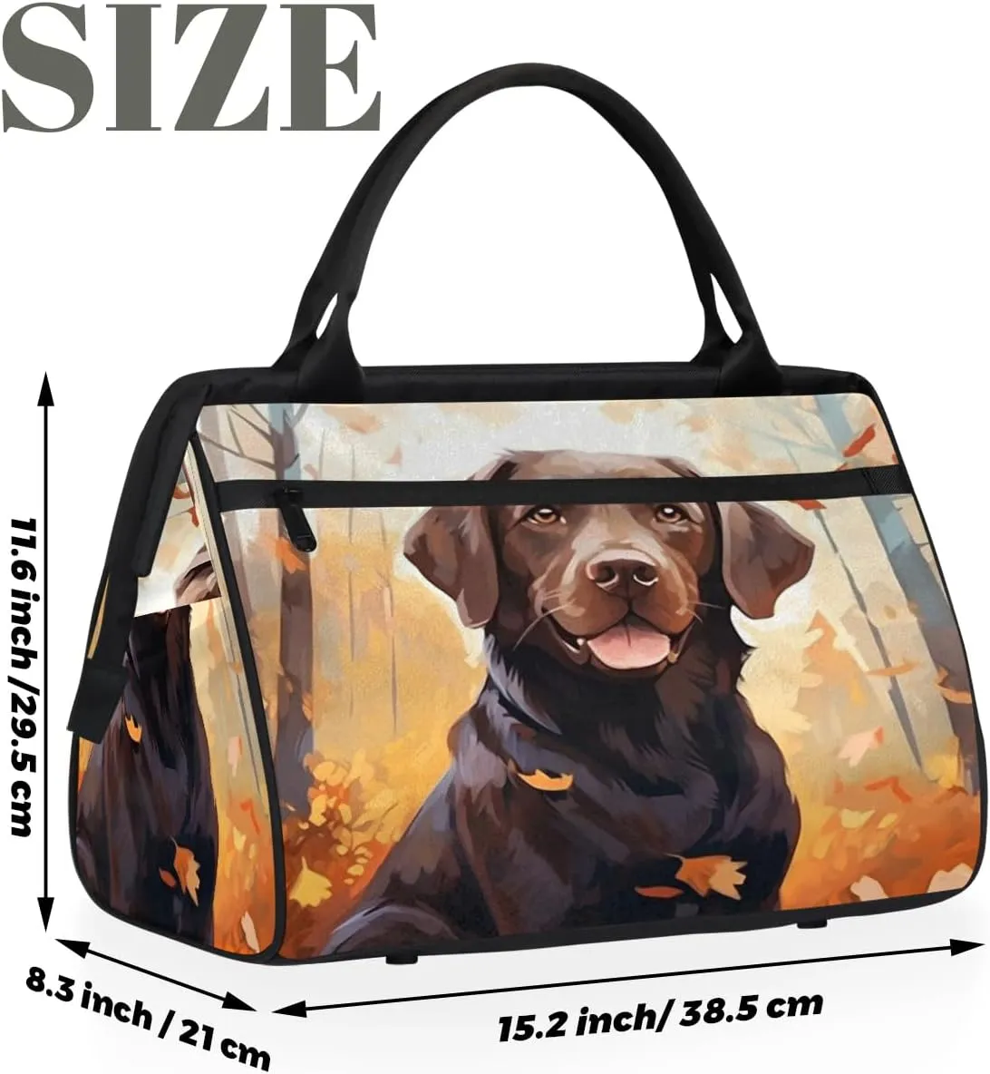 Travel Duffel Bag for Women, Autumn Dog Cute Weekender Overnight Bag Carry on Beach Swim Bags Dance Bag Airlines Approved Personal Item Travel Bag for Yoga, Sports, Hospital