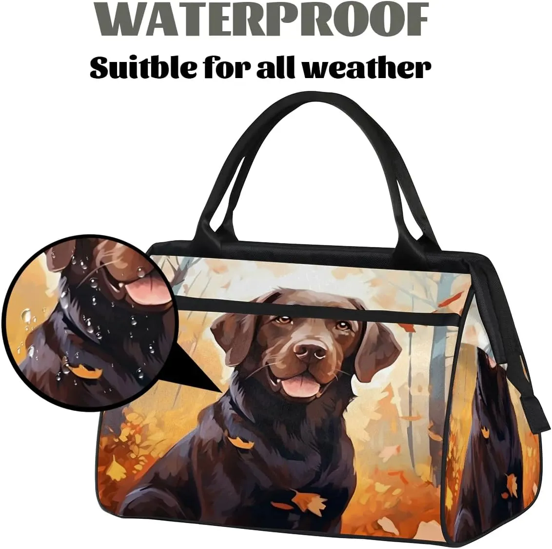 Travel Duffel Bag for Women, Autumn Dog Cute Weekender Overnight Bag Carry on Beach Swim Bags Dance Bag Airlines Approved Personal Item Travel Bag for Yoga, Sports, Hospital
