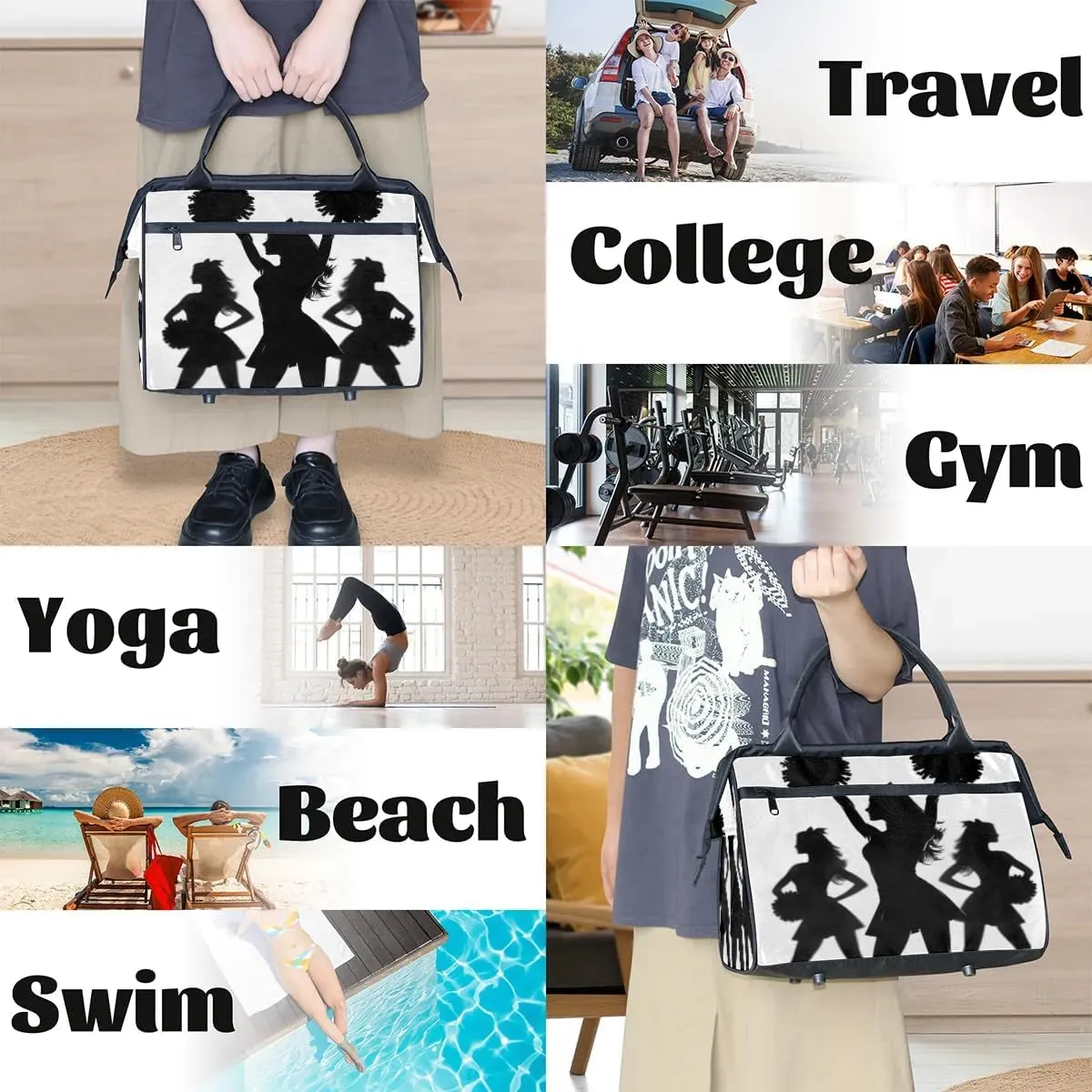 Travel Duffel Bag for Women, Cheerleading Weekender Overnight Bag Carry on Beach Swim Bags Dance Bag Airlines Approved Personal Item Travel Bag for Yoga, Sports, Hospital