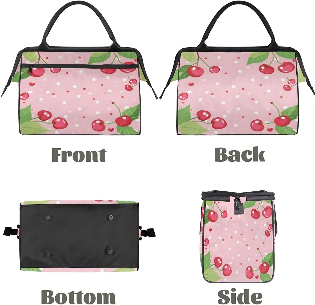 Travel Duffel Bag for Women, Cherry Polka Dot Weekender Overnight Bag Carry on Beach Swim Bags Dance Bag Airlines Approved Personal Item Travel Bag for Yoga, Sports, Hospital