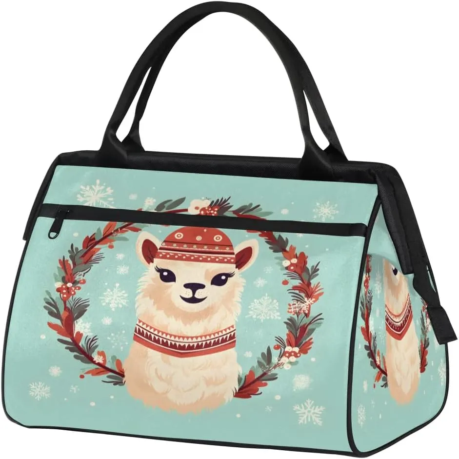 Travel Duffel Bag for Women, Christmas Alpaca Weekender Overnight Bag Carry on Beach Swim Bags Dance Bag Airlines Approved Personal Item Travel Bag for Yoga, Sports, Hospital