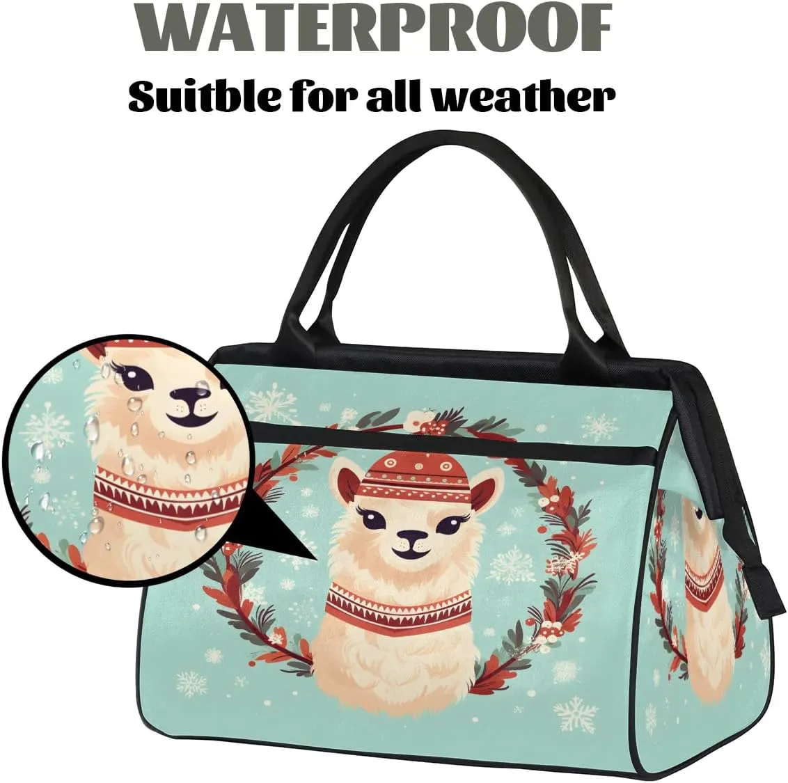 Travel Duffel Bag for Women, Christmas Alpaca Weekender Overnight Bag Carry on Beach Swim Bags Dance Bag Airlines Approved Personal Item Travel Bag for Yoga, Sports, Hospital