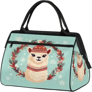 Travel Duffel Bag for Women, Christmas Alpaca Weekender Overnight Bag Carry on Beach Swim Bags Dance Bag Airlines Approved Personal Item Travel Bag for Yoga, Sports, Hospital
