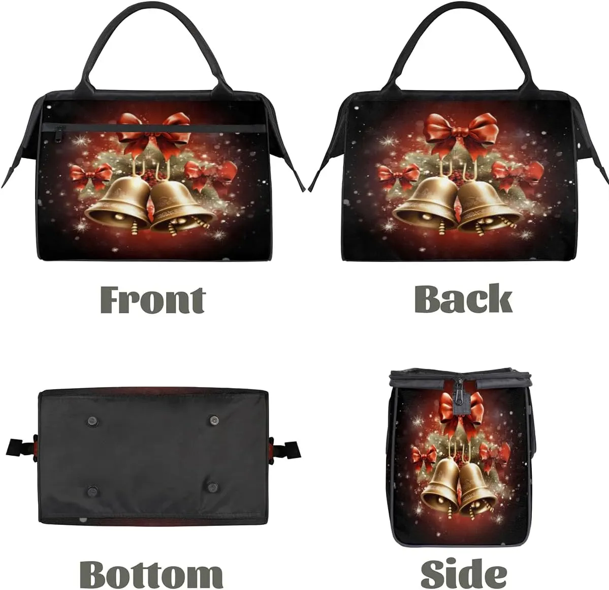 Travel Duffel Bag for Women, Christmas Bell Weekender Overnight Bag Carry on Beach Swim Bags Dance Bag Airlines Approved Personal Item Travel Bag for Yoga, Sports, Hospital