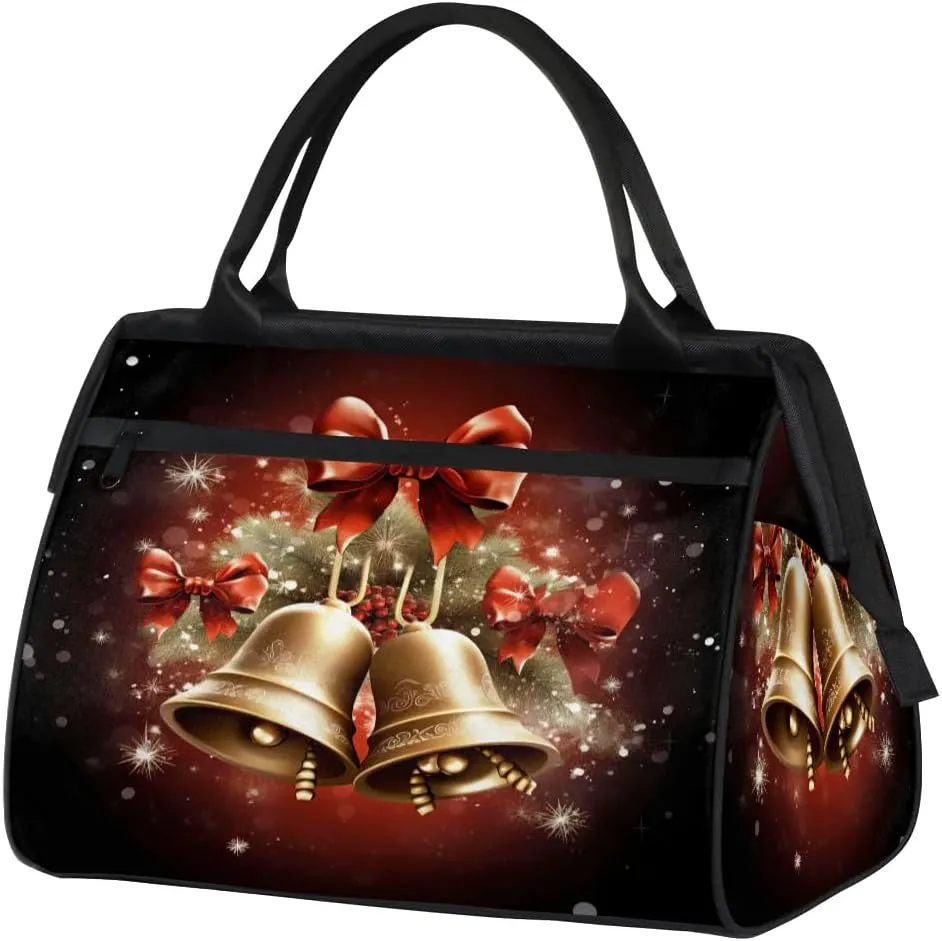 Travel Duffel Bag for Women, Christmas Bell Weekender Overnight Bag Carry on Beach Swim Bags Dance Bag Airlines Approved Personal Item Travel Bag for Yoga, Sports, Hospital