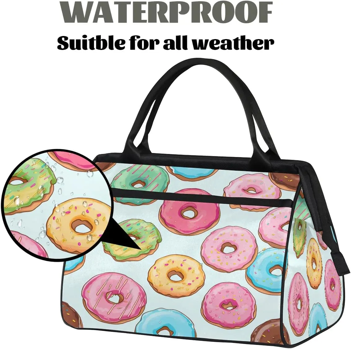 Travel Duffel Bag for Women, Cut Donut Weekender Overnight Bag Carry on Beach Swim Bags Dance Bag Airlines Approved Personal Item Travel Bag for Yoga, Sports, Hospital