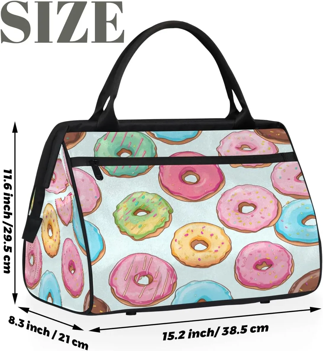 Travel Duffel Bag for Women, Cut Donut Weekender Overnight Bag Carry on Beach Swim Bags Dance Bag Airlines Approved Personal Item Travel Bag for Yoga, Sports, Hospital