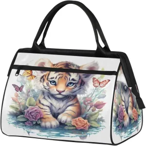 Travel Duffel Bag for Women, Cut Tiger Butterfly Weekender Overnight Bag Carry on Beach Swim Bags Dance Bag Airlines Approved Personal Item Travel Bag for Yoga, Sports, Hospital