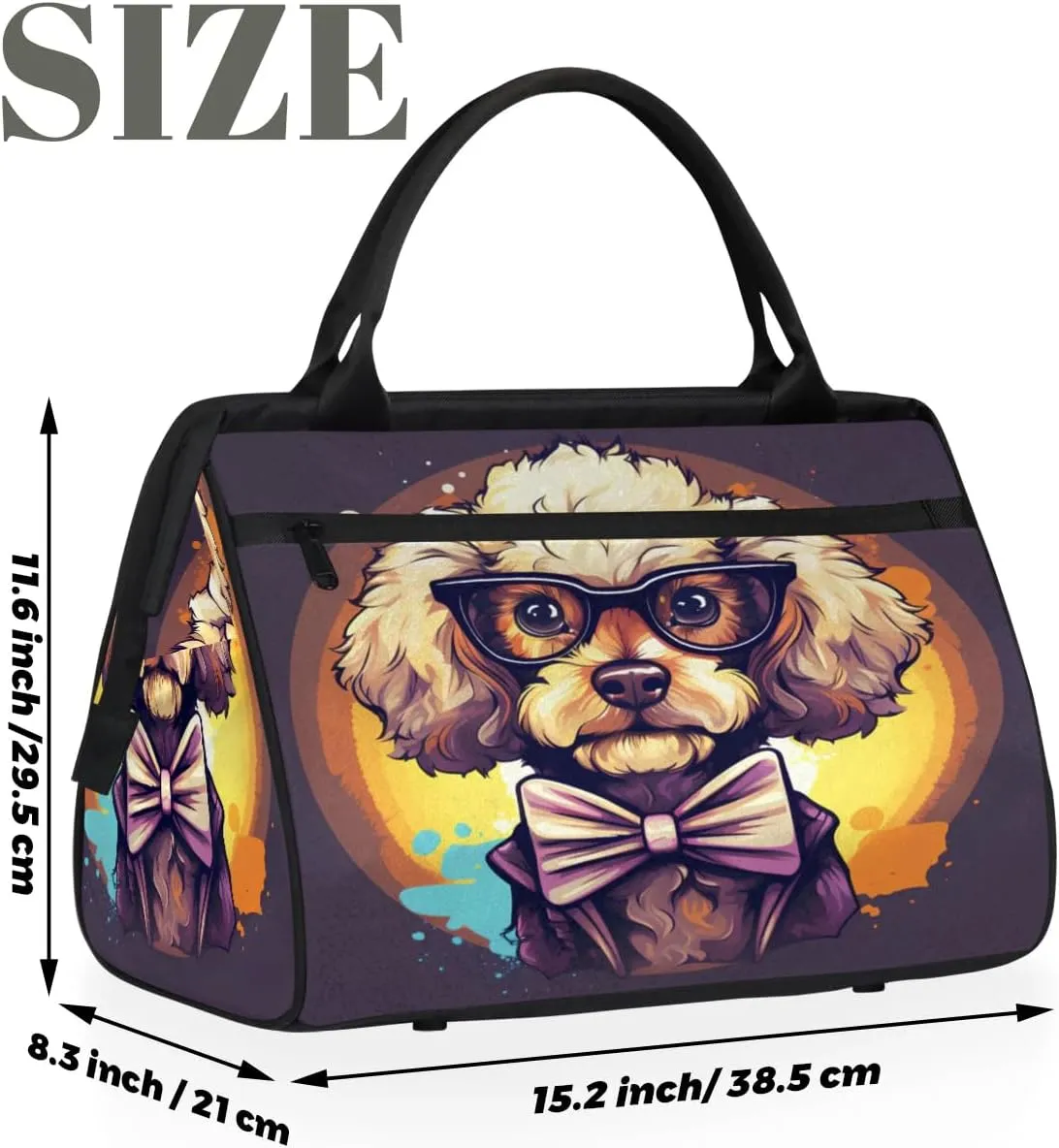Travel Duffel Bag for Women, Cute Animal Dog Weekender Overnight Bag Carry on Beach Swim Bags Dance Bag Airlines Approved Personal Item Travel Bag for Yoga, Sports, Hospital