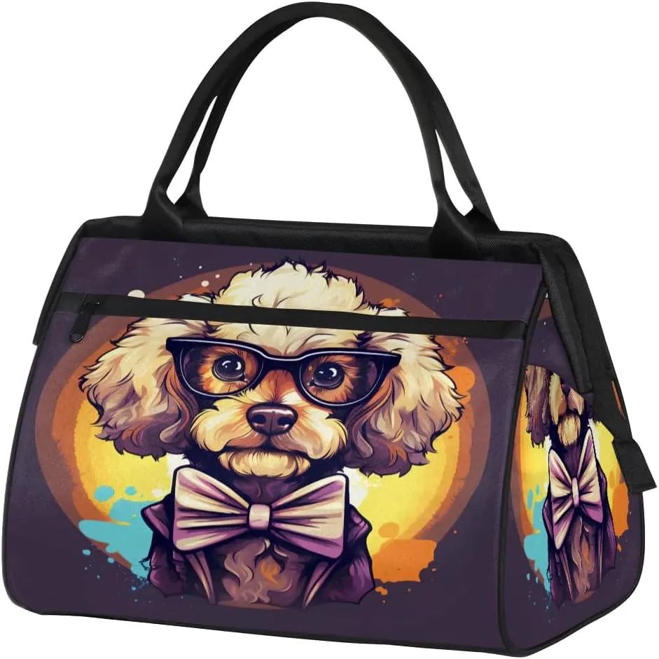 Travel Duffel Bag for Women, Cute Animal Dog Weekender Overnight Bag Carry on Beach Swim Bags Dance Bag Airlines Approved Personal Item Travel Bag for Yoga, Sports, Hospital