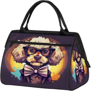 Travel Duffel Bag for Women, Cute Animal Dog Weekender Overnight Bag Carry on Beach Swim Bags Dance Bag Airlines Approved Personal Item Travel Bag for Yoga, Sports, Hospital