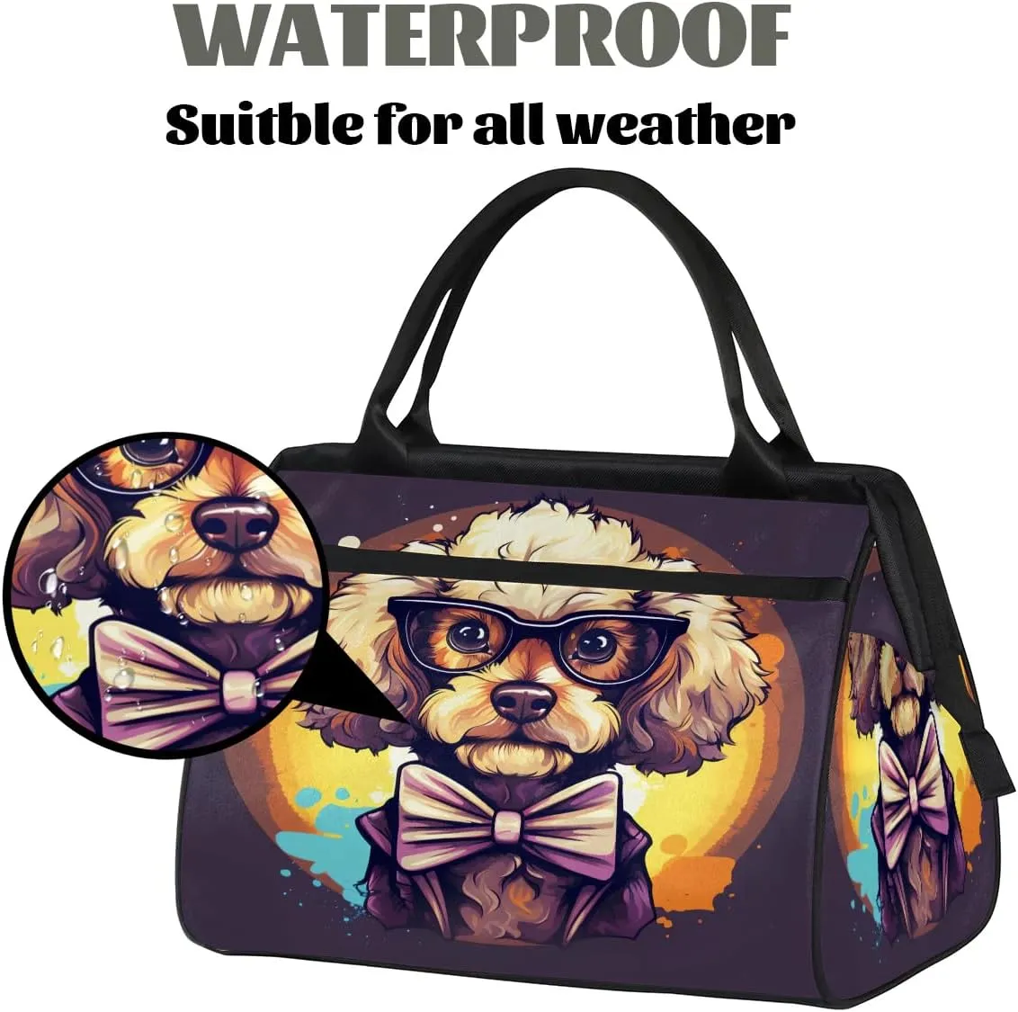 Travel Duffel Bag for Women, Cute Animal Dog Weekender Overnight Bag Carry on Beach Swim Bags Dance Bag Airlines Approved Personal Item Travel Bag for Yoga, Sports, Hospital
