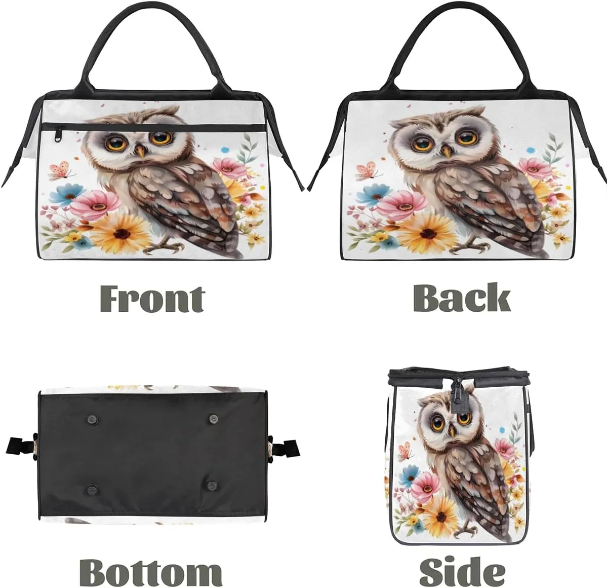 Travel Duffel Bag for Women, Flower Owl Weekender Overnight Bag Carry on Beach Swim Bags Dance Bag Airlines Approved Personal Item Travel Bag for Yoga, Sports, Hospital
