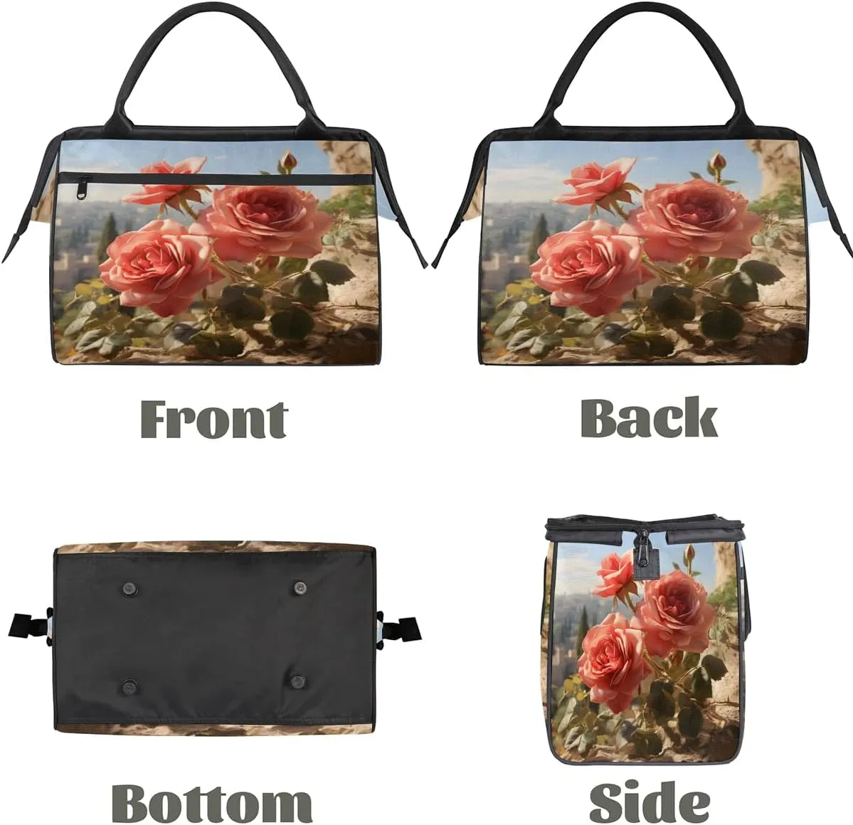 Travel Duffel Bag for Women, Rose Pattern Weekender Overnight Bag Carry on Beach Swim Bags Dance Bag Airlines Approved Personal Item Travel Bag for Yoga, Sports, Hospital