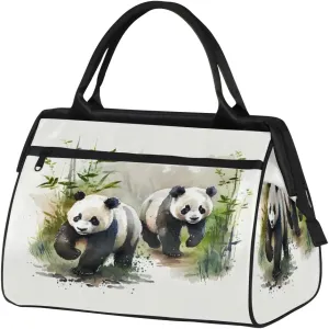 Travel Duffel Bag for Women, Watercolor Panda Weekender Overnight Bag Carry on Beach Swim Bags Dance Bag Airlines Approved Personal Item Travel Bag for Yoga, Sports, Hospital