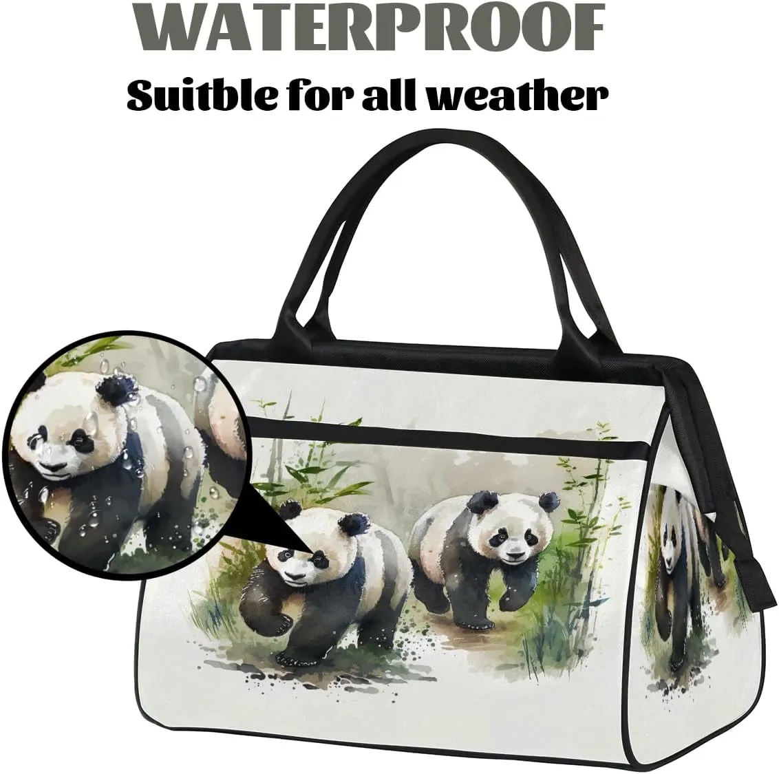 Travel Duffel Bag for Women, Watercolor Panda Weekender Overnight Bag Carry on Beach Swim Bags Dance Bag Airlines Approved Personal Item Travel Bag for Yoga, Sports, Hospital