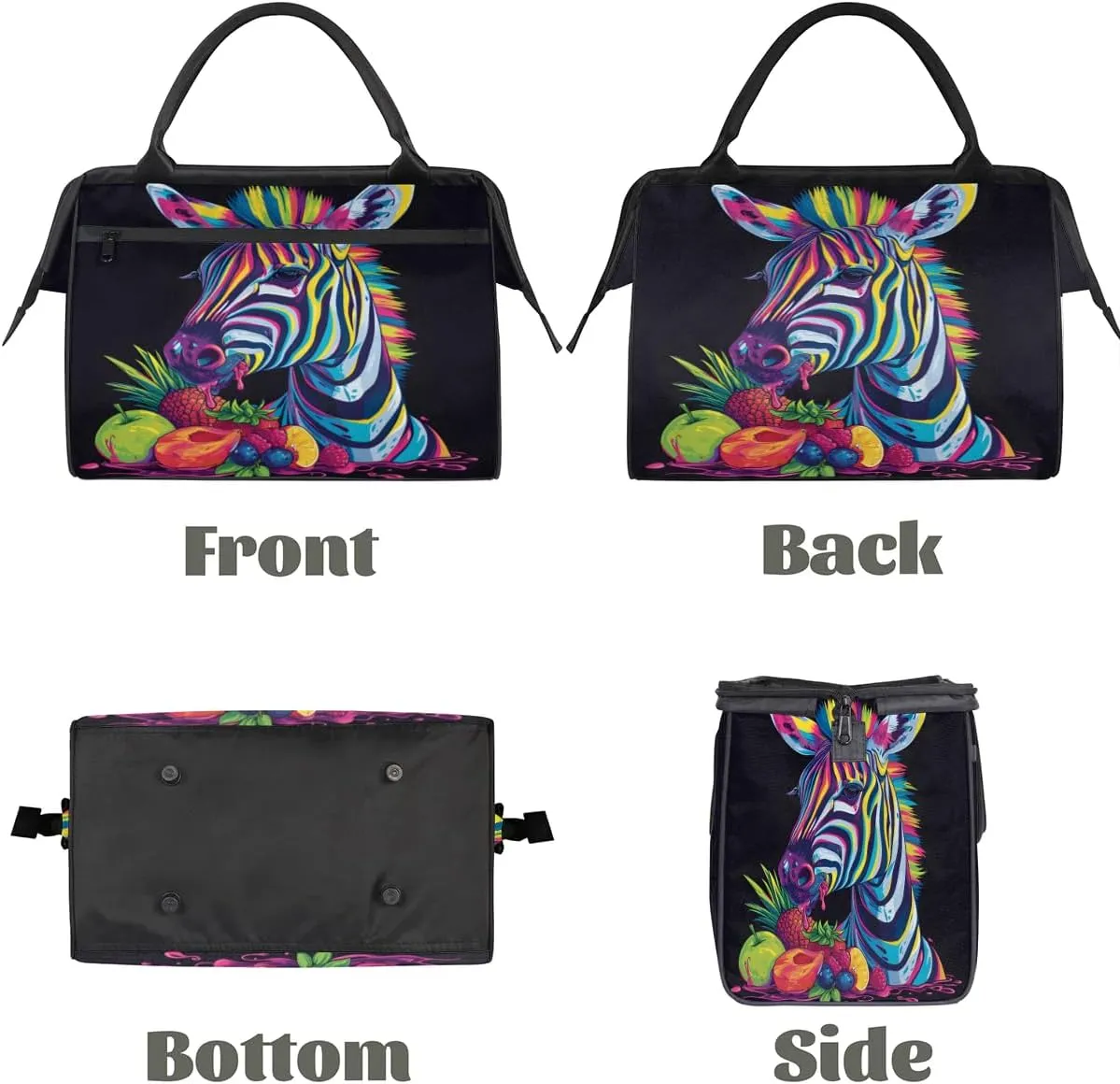 Travel Duffel Bag for Women, Zebra Animals Black Weekender Overnight Bag Carry on Beach Swim Bags Dance Bag Airlines Approved Personal Item Travel Bag for Yoga, Sports, Hospital