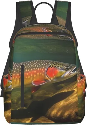 Travel Laptop Backpack Fashion Backpacks for Women Men Brook Trout Fly Fishing Computer Bag Lightweight Hiking Daypack