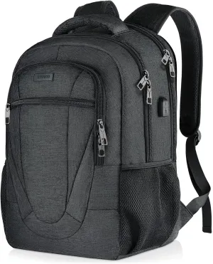 Travel Laptop Backpack for Men and Women, Backpacks for School Teen Boys, Business Anti Theft Slim Durable Back Pack with USB Charging Port, Adult Computer Bag Gift 15.6 IN Laptop, Black