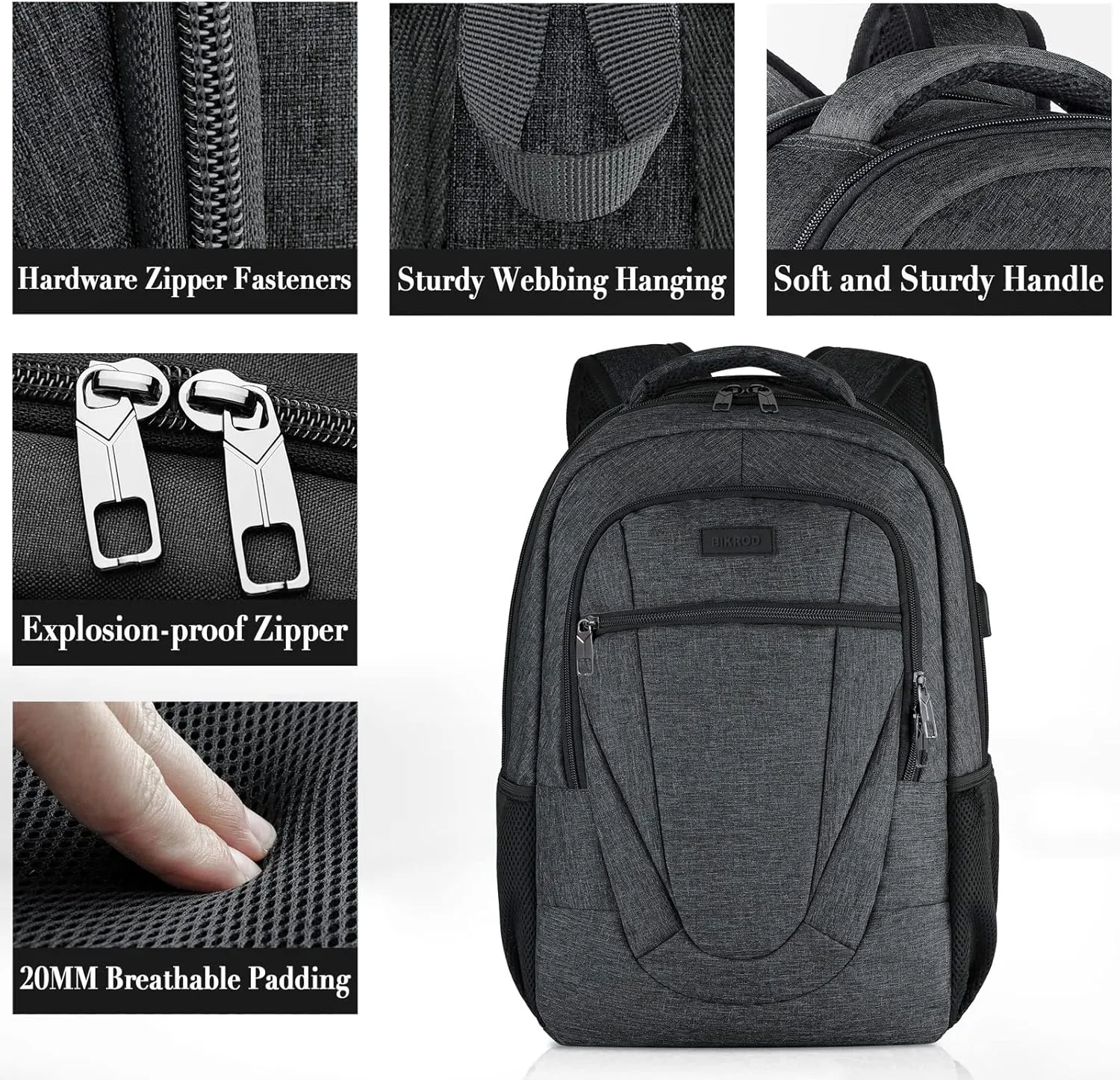 Travel Laptop Backpack for Men and Women, Backpacks for School Teen Boys, Business Anti Theft Slim Durable Back Pack with USB Charging Port, Adult Computer Bag Gift 15.6 IN Laptop, Black