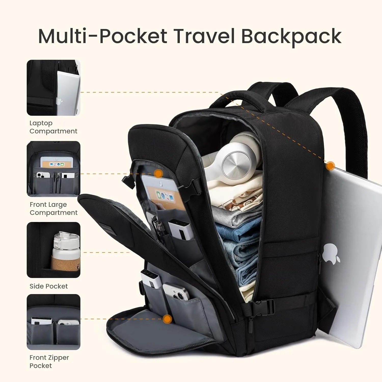Travel Laptop Backpack for Men Women,Expandable 40L Extra Large Travel Carry on Backpack for Men,Water Resistant TSA Airline Approved Business College Carry on Work Bag Fits 17 Inch Computer,3 Pcs