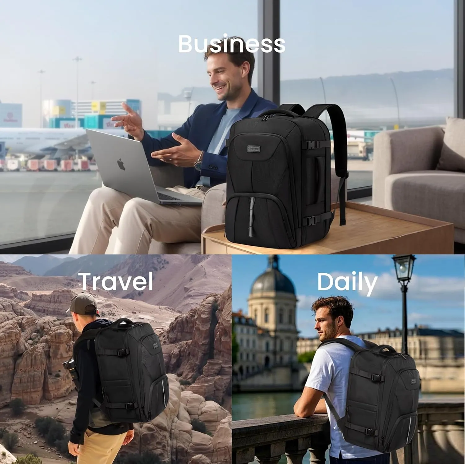 Travel Laptop Backpack for Men Women,Expandable 40L Extra Large Travel Carry on Backpack for Men,Water Resistant TSA Airline Approved Business College Carry on Work Bag Fits 17 Inch Computer,3 Pcs